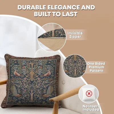 Tree In Blue French Tapestry Cushion Pillow Covers Home Decor (New) 19x19 inch - Image 1 of 4