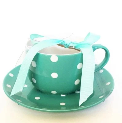 JUEGO DE PLATILLO TAZA TURQUESA PARA ARTÍCULOS PARA EL HOGAR FIRMA LUNARES GRANDE CERÁMICA DE LUJO NUEVO Foto 1 de 3