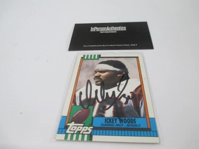 1990 Topps Ickey Woods Cincinnati Bengals Autographed Football Card - Image 1 of 2