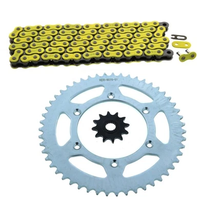 Cadena y piñón amarillo sin junta tórica 12/51 114 L para Suzuki RM125 RM 125 2006-08 Foto 1 de 4