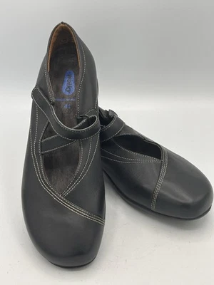 Wolky EUR 41 US 9.5 Passion Mary Jane Comfort Black Leather White Stitch Shoes - Image 1 of 4