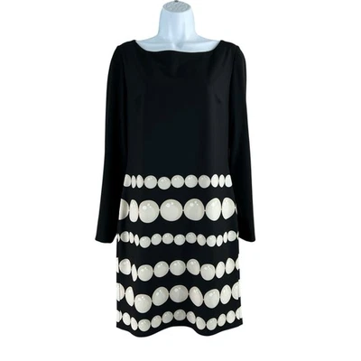 Vestido Moschino Boutique Padrão Colar Preto Feminino Tamanho 10 Designer Chique - Imagem 1 de 4