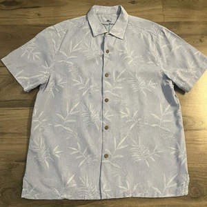 Camisa Tommy Bahama Hombre Talla L Azul Seda Abotonada Manga Corta - Imagen 1 de 5