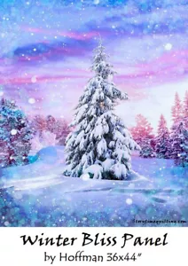 Winter Bliss Snow Tree Panel Cotton Quilt Fabric by Hoffman U5032-286 Sugarplum - Picture 1 of 7