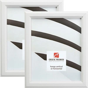 Craig Frames Tulip Poplar, 1" Simple White Wood Picture Frame, 2-Piece Set - Picture 1 of 10