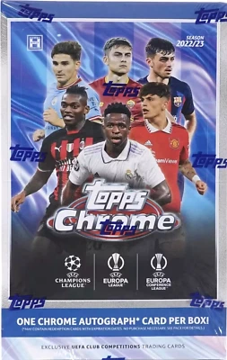 2022-23 TOPPS UEFA CLUB COMPETITIONS CHROME SOCCER HOBBY BOX NEW FACTORY SEALED - Image 1 of 2