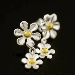 Danish Silver Earrings, Flowers - Lund Copenhagen - Picture 1 of 2