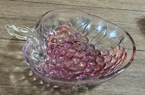 Large Vintage Indiana Glass Clear Purple Grape Shaped Bowl Or Dish Vineyard 13”  - Picture 1 of 5