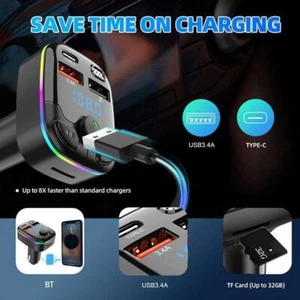 Bluetooth 5.0 FM Transmitter For Car, Type-C PD Wireless 2024 Kits New FM X9U9 - Picture 1 of 10