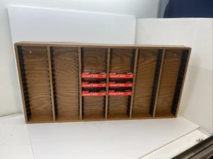 96 Slot Wood Vintage Audio Cassette Tape Holder Storage Wooden Wall Rack w Tapes - Picture 1 of 12
