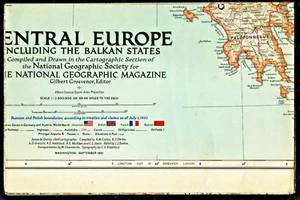 1951-9 National Geographic Map CENTRAL EUROPE & THE BALKANS EU September (578) - Picture 1 of 2