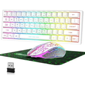 60% Wireless Gaming Tastatur und Maus Combo Set 3800 mAh Rainbow LED Leise Mouse - Bild 1 von 30