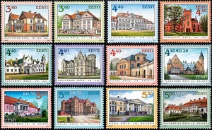 Stamp SET of ESTONIA  - 1999 - 2010  Manor halls in Estonia (12 stamps) - Picture 1 of 13