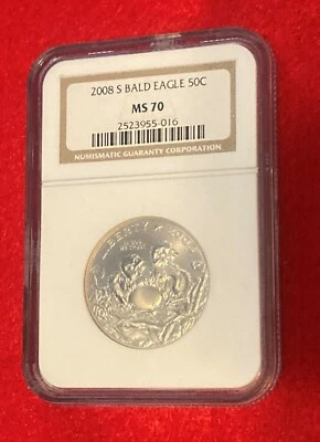  2008-S BALD EAGLE HALF DOLLAR 50C NGC MS70  HALF DOLLAR.   - Image 1 of 2