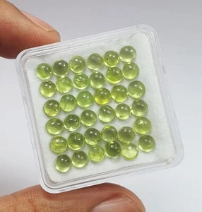 37 Pcs Natural AAA Green Peridot Round Cabochon Lot AAA Quality Loose Gems 4 MM - Picture 1 of 7