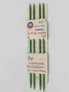 Boye Vintage Set (4) Stricknadeln 7" DOPPELSPITZE Aluminium Größe 4 grün - Bild 1 von 4