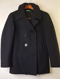 Vtg MADE IN ITALY OF BENETTON Wool Blend Peacoat Women"s Sz S (IT 40) Classic - Picture 1 of 12