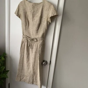 Vtg LANZ A Line Bow Belt Beige 60s Dress - Picture 1 of 5