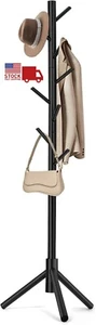 Coat Rack Hat Bag Stand Tree Clothes Hanger Umbrella Holder 8Hooks Organizers - Picture 1 of 21
