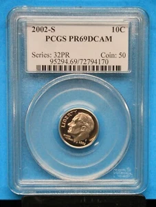 2002-S PCGS Roosevelt Dime Graded PR69DCAM PCGS # 95294.69/72794170 - Picture 1 of 4