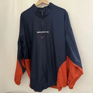 Vintage Denver Broncos Nike Team Mens Jacket XL NFL Pull Over Windbreaker Lined - Picture 1 of 10