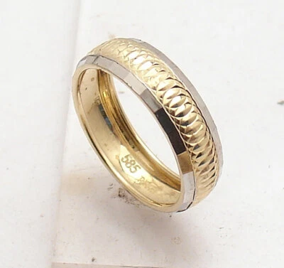 Size 8 Infinity Diamond Cut Band Ring Real 14K Yellow White Two-Tone Gold QVC - Image 1 of 4