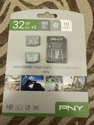 PNY 32GB X2 Elite UHS-I microSDHC Memory Cards - Image 1 of 2