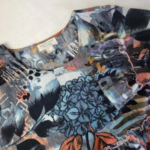 Orientique Naturally Australian Women's Small Floral Half Sleeve Ruffle Shirt - Picture 1 of 9