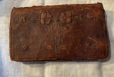 Antique  Hand Tooled Leather Note Book - Image 1 of 4