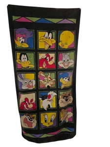 Toalla de playa vintage 1997 Black Looney Tunes personajes 56" x 28" ¡Gran forma! - Imagen 1 de 4