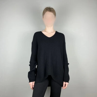 Suéter de malha feminino Allude preto cashmere descontraído gola V – Tamanho XS - Imagem 1 de 4