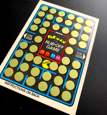 PACMAN PAC MAN PAC-MAN RUB OFF GAME very rare VINTAGE TRADING CARD gold - Image 1 of 4