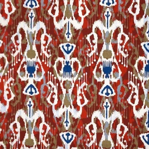 Woven Ikat Red Cotton Home Decor Upholstery Drapery Pillow Sewing Fabric BTY - Picture 1 of 5