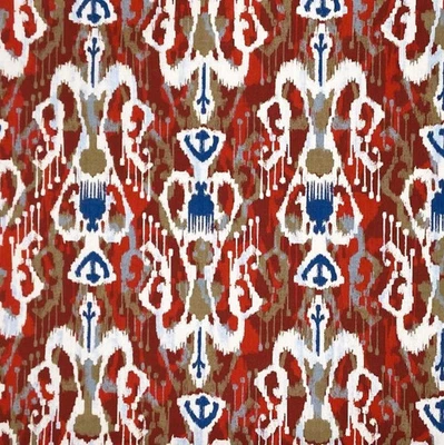 Woven Ikat Red Cotton Home Decor Upholstery Drapery Pillow Sewing Fabric BTY - Image 1 of 4