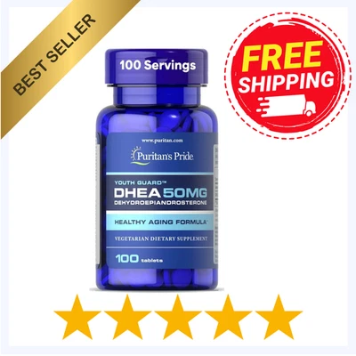 Puritan's Pride DHEA 50 мг пищевая добавка способствует метаболизму сахара 100 штук - Изображение 1 из 4