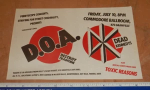 1980er DEAD KENNEDYS, D.O.A - IM COMMODORE BALLROOM IN VANCOUVER PUNK FLYER - Bild 1 von 2