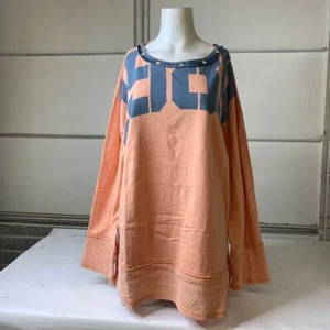 WE THE FREE Courtside Pullover Tee Women's Size Small Salmon Combo - Picture 1 of 6