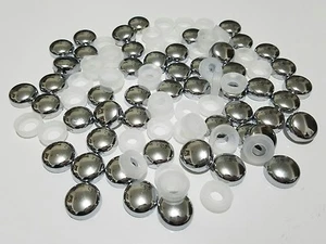 52 SETS smooth Chrome License Plate Frame Screws Snap on Caps Bolt Covers Bulk - Picture 1 of 2