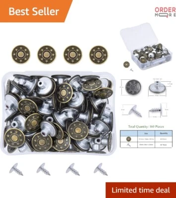 Durable Metal Tack Button Kit with Rivets for Pants, Shorts & Jackets - 17mm - Image 1 of 4