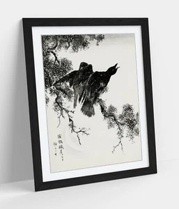 NUMATA KASHU, EASTERN ROOK & CYPRESS -FRAMED WALL ART POSTER PRINT 4 SIZES - Picture 1 of 10