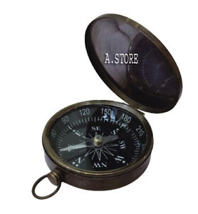 Nautical Antique brass pocket compass with marine Pocket Sundial compass Gift