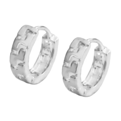 Orecchini a Cerchio Placcati Argento 925 Donna Moda Stile Cerimonie Matrimoni - Immagine 1 di 3