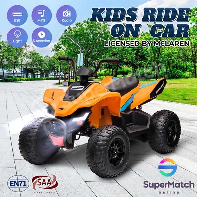 Kids Ride On Car McLaren Licensed Electric ATV Quad Bike Toy Cars with LED MP3 - image 1 of 4