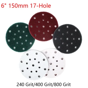 6" 150mm 17-Hole Nylon Fibre Scouring Pads Hook Loop Sanding Discs 240-800 Grit - Picture 1 of 12