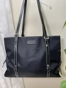 STORKSAK "GIGI" NYLON SATIN DIAPER TOTE BAG ~ Black w/ black trim Sz 15/11/7 In - Picture 1 of 12