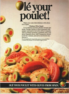 Vintage 1986 Spanish Olives Chicken Olive Saute Recipe Print Ad Advertisement  - Picture 1 of 1
