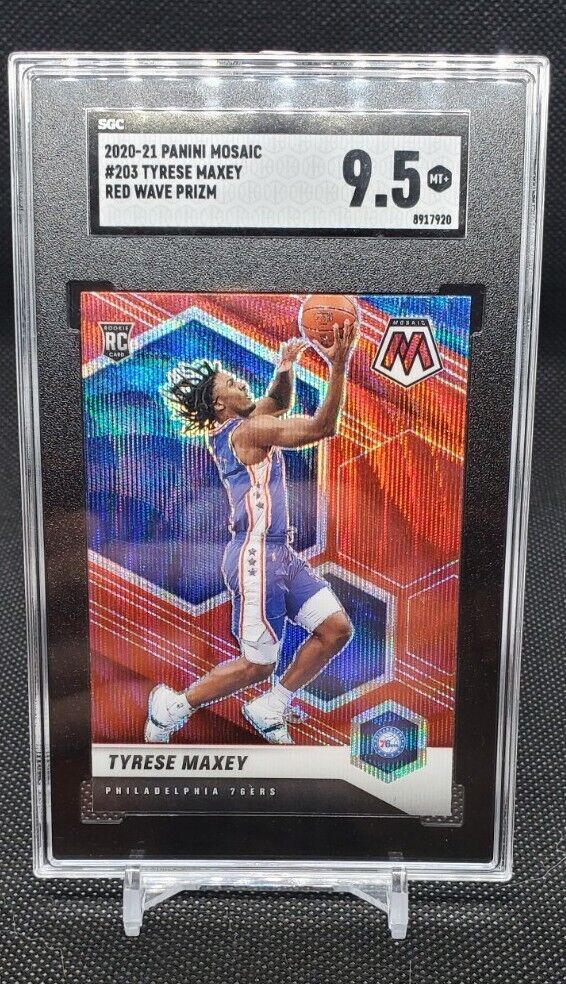 2020-21 Panini Mosaic Rookie Red Wave Prizm Tyrese Maxey RC #203 SGC 9.5 Mint