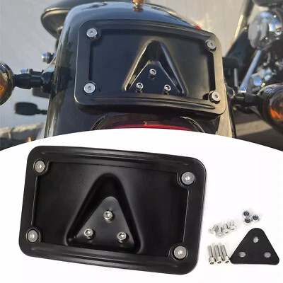 Curved Laydown License Plate Mount Bracket For Harley Sportster Dyna Softail - Image 1 of 4
