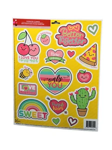 Valentine's Day Window Clings - Glittery Happy Valentine's Day Hearts Sweat 16Pc - Picture 1 of 5