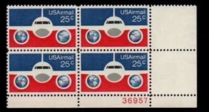 ALLYS STAMPS US Plate Block Scott #C89 25c Jet & Globes [4] MNH F/VF [STK] - Picture 1 of 1